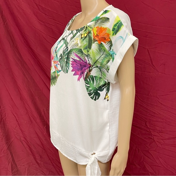 Christopher & Banks Tropical side tie blouse size Petite Large - Picture 4 of 6